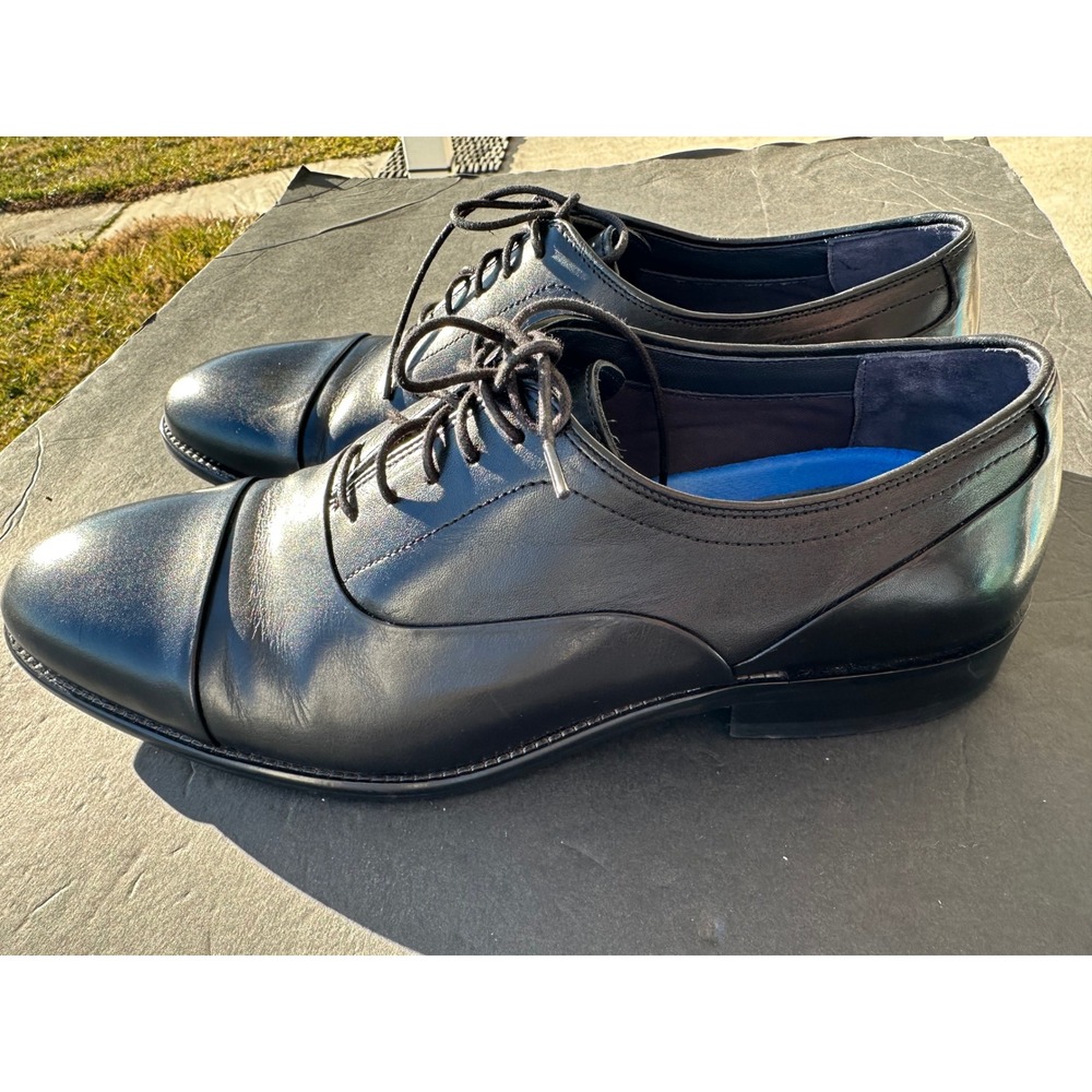 Johnston & Murphy Mens 11.5 M Black Leather Cap Toe Oxford Dress Shoes 25-2455